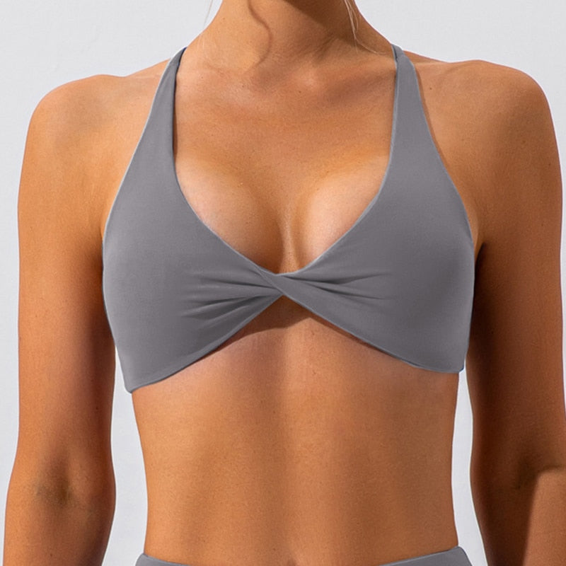 Twist front sports bra